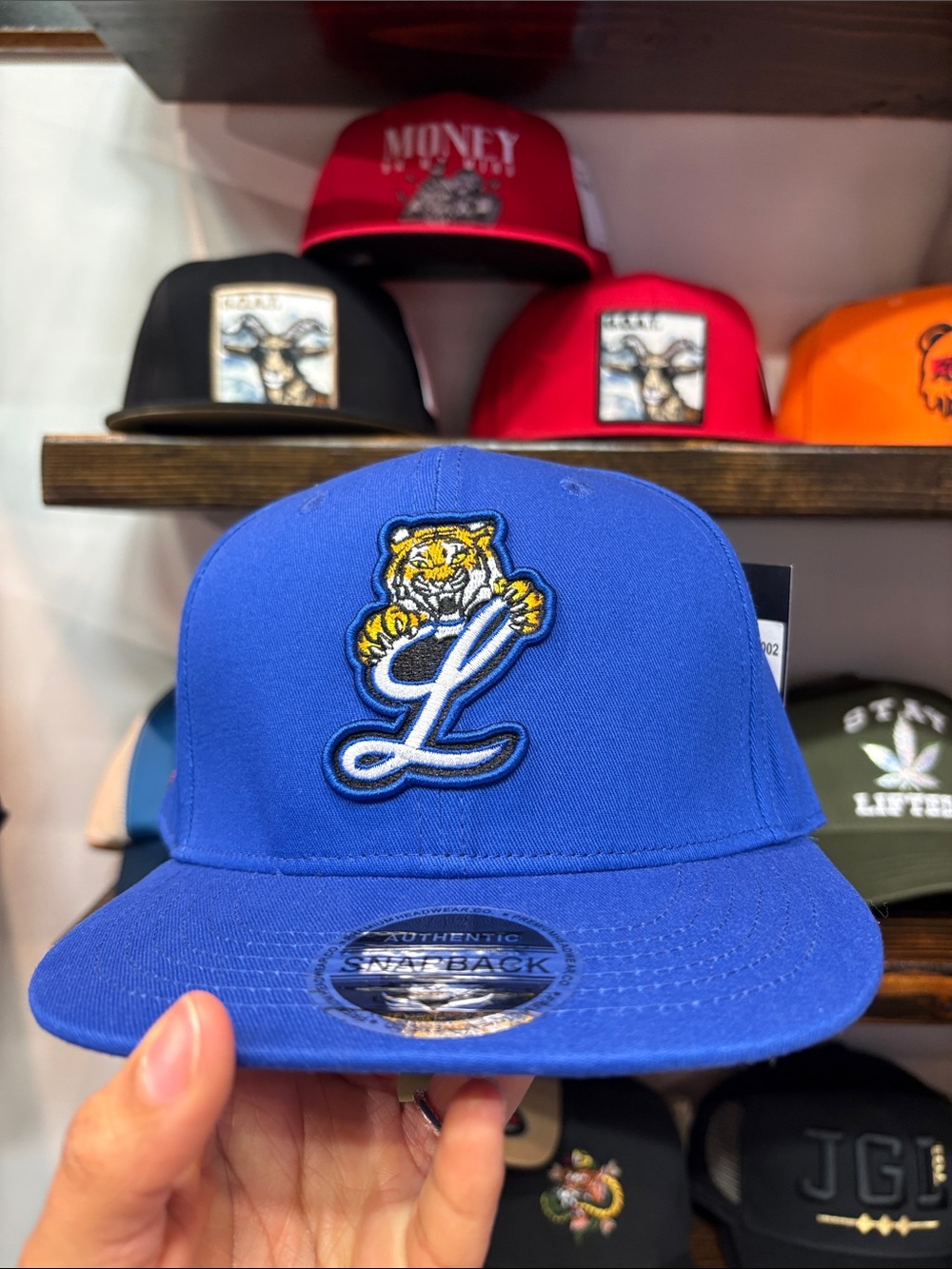Royal Blue Snapback Hat with Tiger 'L' Patch